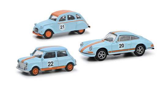 Schuco HO 452671600 Set Vintage Racing includes: Citroen 2CV Porsche 911 Mini Cooper 2022 New Item Summer 2022