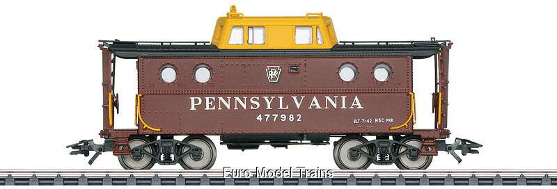 Marklin HO 45701 Class N5C Caboose Cabin Car - 3-Rail Ready to Run -- Pennsylvania Railroad #477982 (Tuscan, yellow Cupola)