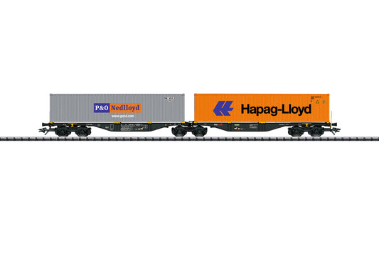 Marklin HO 47807 Type Sggrss 80 Double Container Transport Car, Raillogix, NL 2021 New Item