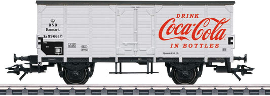 Marklin HO 48935 Type G 10 Wood Boxcar - 3-Rail - Ready to Run -- Danish State Railways DSB 99661 (Era III, white Coca-Cola Scheme)