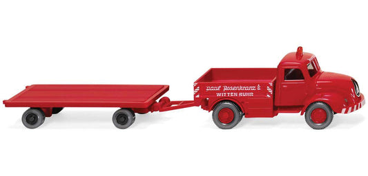 Wiking HO 49202 Hvy Dty Truck w/Trlr Red