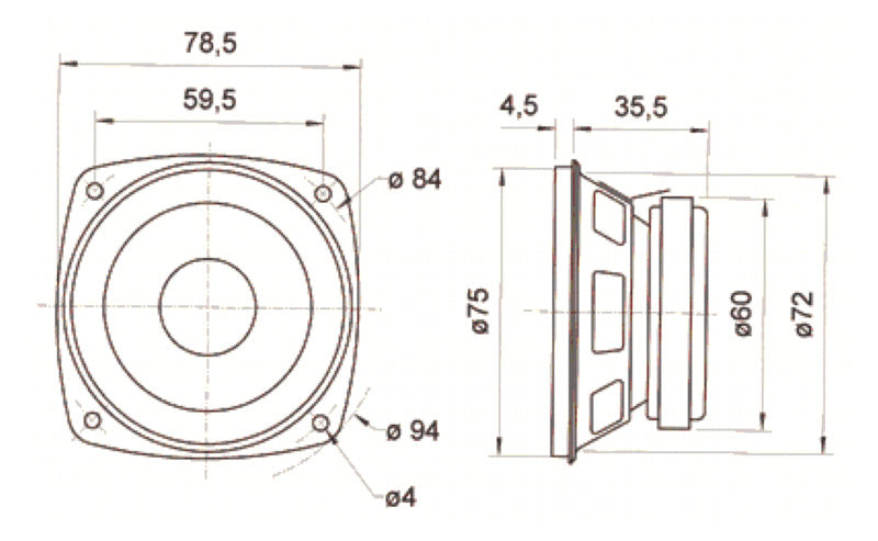 ESU HO 50338  Loudspeaker Visaton FRS 8, 78mm, round, 8 Ohm for LokSound XL 