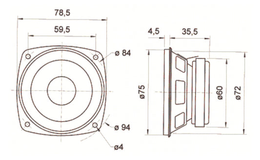 ESU HO 50338 Loudspeaker Visaton FRS 8, 78mm, round, 8 Ohm for LokSound XL