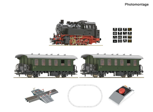 Roco HO 5100001 Analogue start set: Steam locomotive class 80 with passenger train  era III DC 2023 New Item