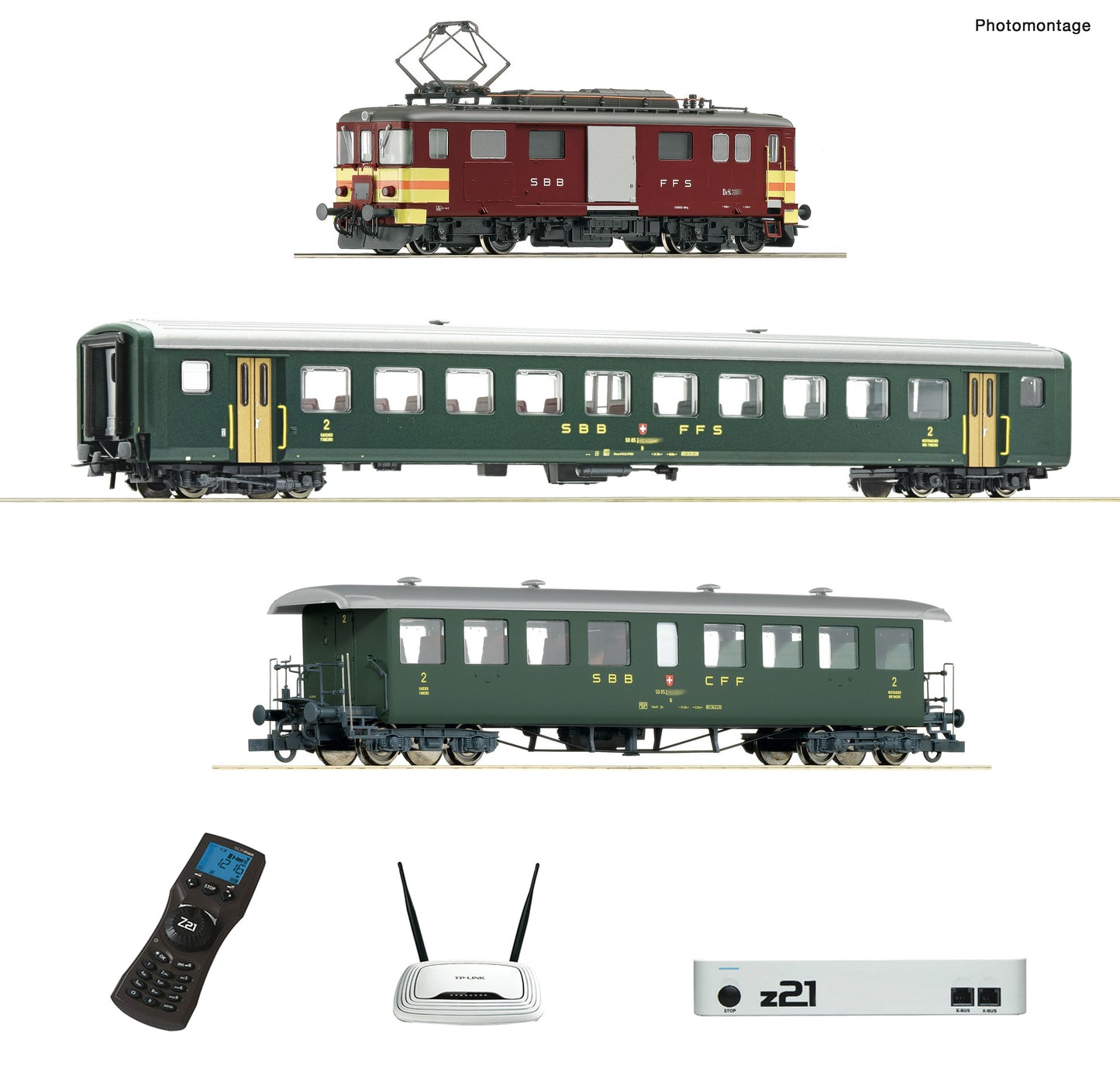 Roco HO ~AC  51339 ~AC z21 digital set: Electric luggage railcar De 4/4 with passenger train 2021 New Item