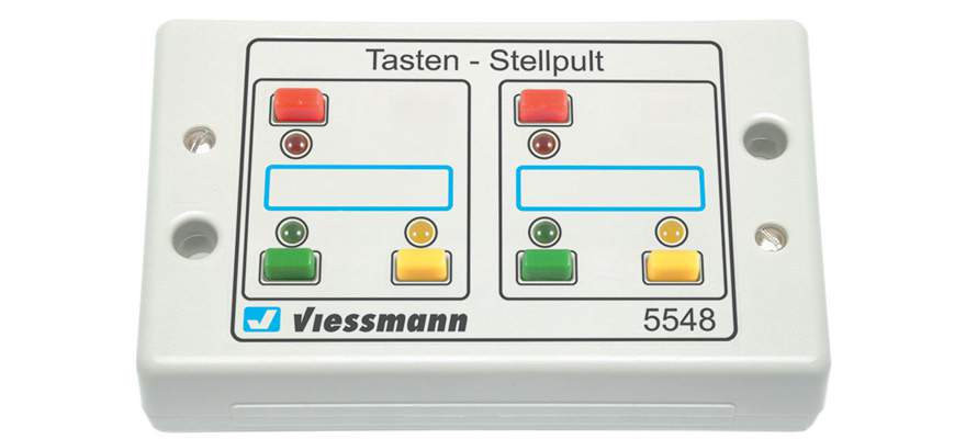 Viessmann HO 5548 Universal Pushbutton Panel w/Momentary Switches for Solenoid Signal/Accessory -- With Red/Yellow/Green Feedback LEDs - Controls 2 3-Aspect Signals