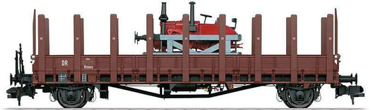 Marklin 1 58819 Rmm Ulm Low-Side Gondola w/Stakes & Lanz Speeder Load - Ready to Run -- German State Railroad DR (Era II, Boxcar Red)