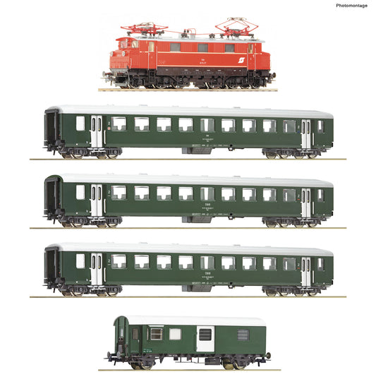 Roco HO 61493 5  piece set: Electric locomotive 1670.27 with passenger train  ÖBB  era IV DC Q3 2022 New Item
