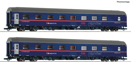 Roco HO 6200021 2-piece set: Passenger Sleeper Nightjet ÖBB/SBB era VI DC 2023 New Item