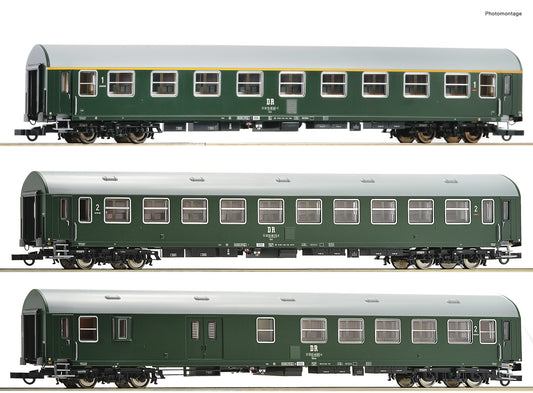 Roco HO 6200028 3-piece set 1: Passenger coach train DR era IV DC 2023 New Item