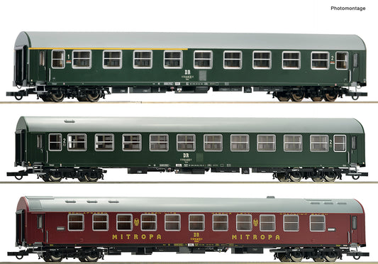 Roco HO 6200029 3-piece set 2: Passenger coach train  DR  era IV DC 2023 New Item