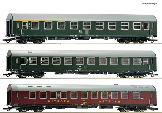 Roco HO 6200029 3-piece set 2: Passenger coach train DR era IV DC 2023 New Item