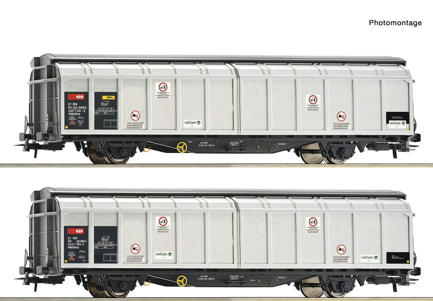Roco HO 6600027 2-piece Freight set: Sliding-wall wagon  SBB Cargo  era VI DC 2023 New Item