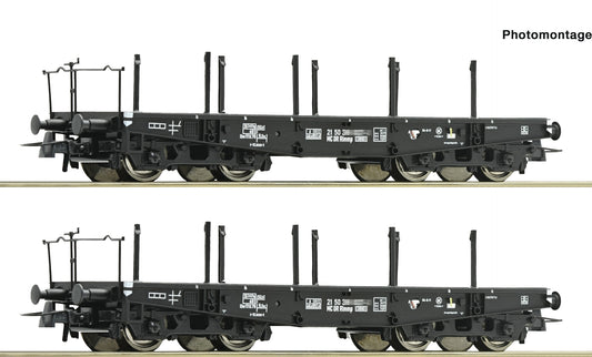 Roco HO 6600031 2-piece set: Heavy-duty wagon  DR  era IV DC 2023 New Item