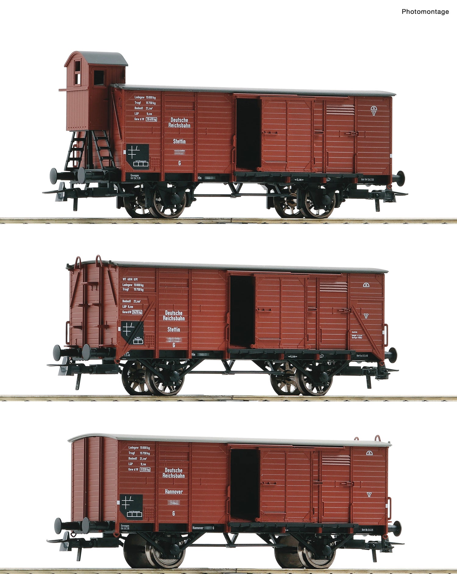 Roco HO 6600037 3-piece set: Covered freight wagon  DRG  era II DC 2023 New Item