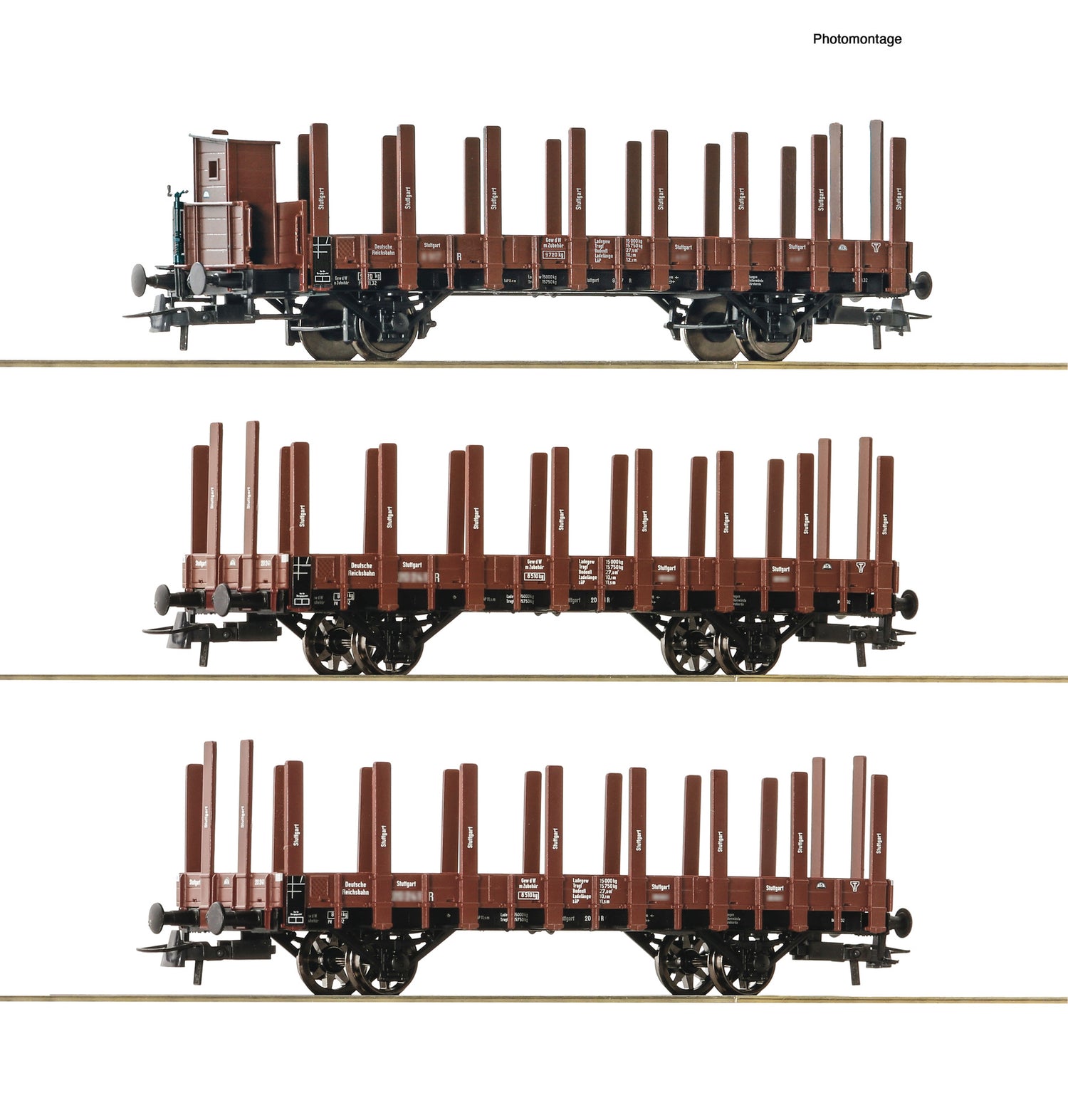 Roco HO 6600041 3-piece set: Stake wagons   DRG                      era II DC 2024 New Item