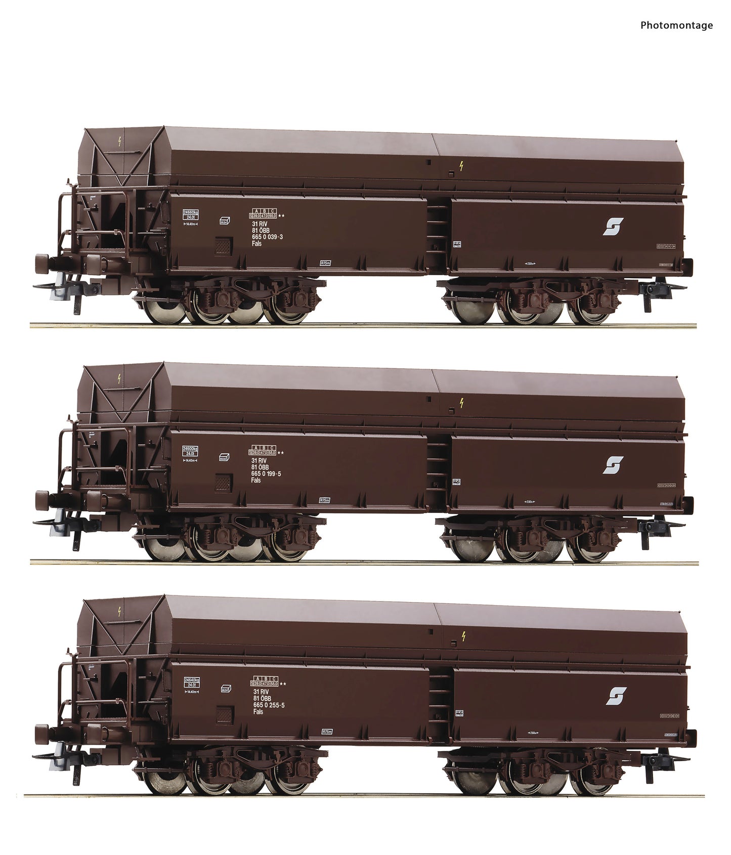 Roco HO 6600071 3-piece set: Self-unloading wagons  Austrian Feder  era IV-V DC 2024 New Item