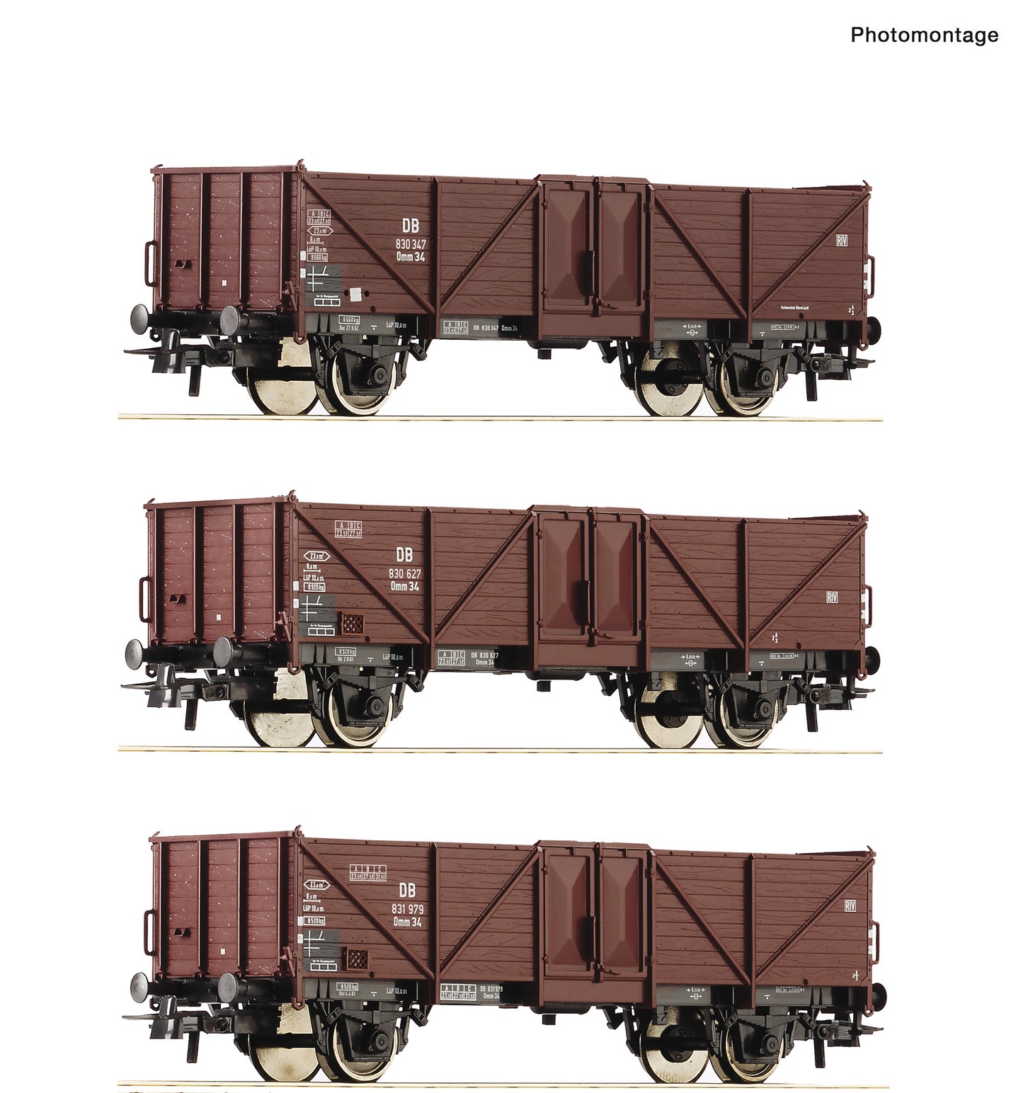 Roco HO 6600075 3-piece set: Open freight  wagons  DB                era III DC 2024 New Item