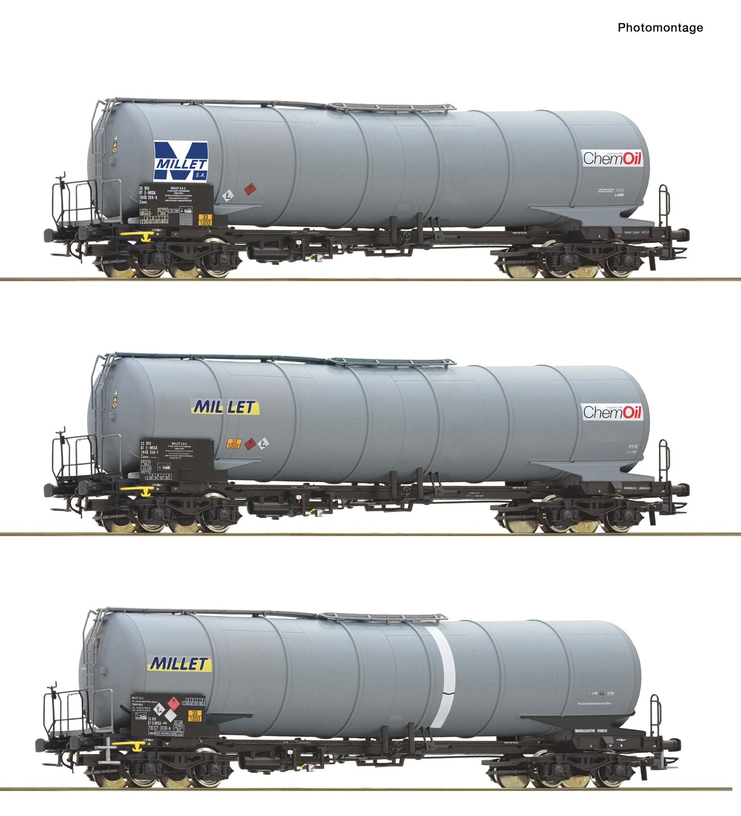 Roco HO 6600091 3-piece set: Tank wagons   MILLET                    era VI DC 2024 New Item