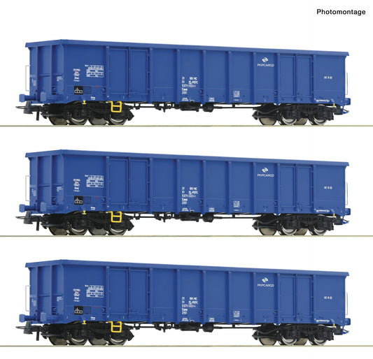 Roco HO 6600100 3-piece set: Open freight wagons PKP Cargo era VI DC 2024 New Item