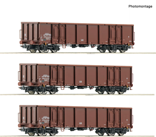 Roco HO 6600103 3-piece set: Open freight wagons DR era IV DC 2024 New Item
