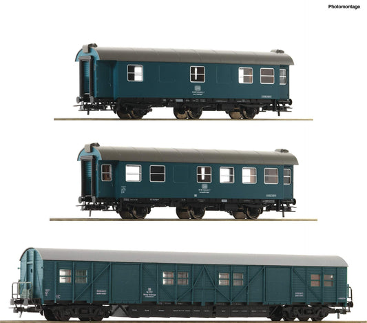 Roco HO 67198 3 piece set construction/maintenance train wagons, DB