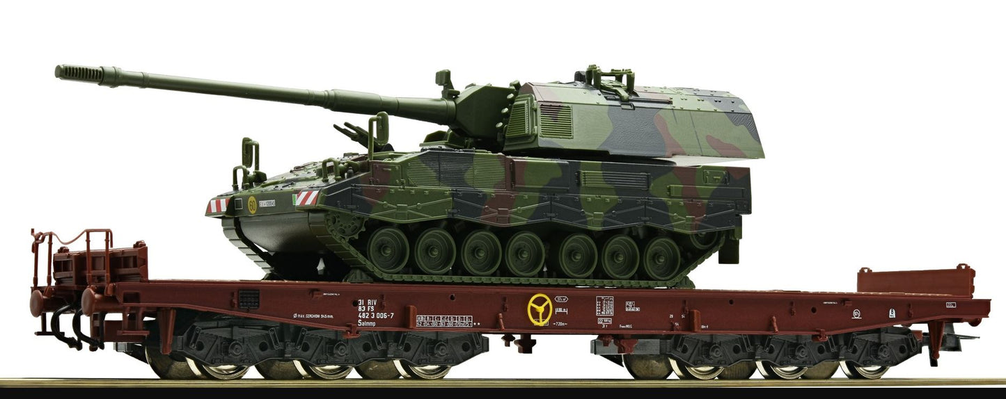 Roco HO 67595 Heavy duty flat wagon, FS with Howitzer tank 2000