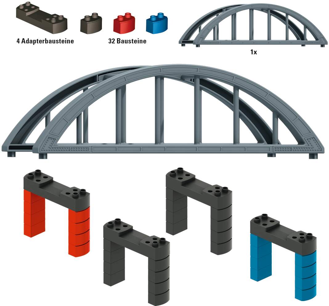 Marklin HO 72218 Elevated Railroad Bridge Building Block Set - My World -- Kit - Compatible with Several Brands of Plastic Building Blocks