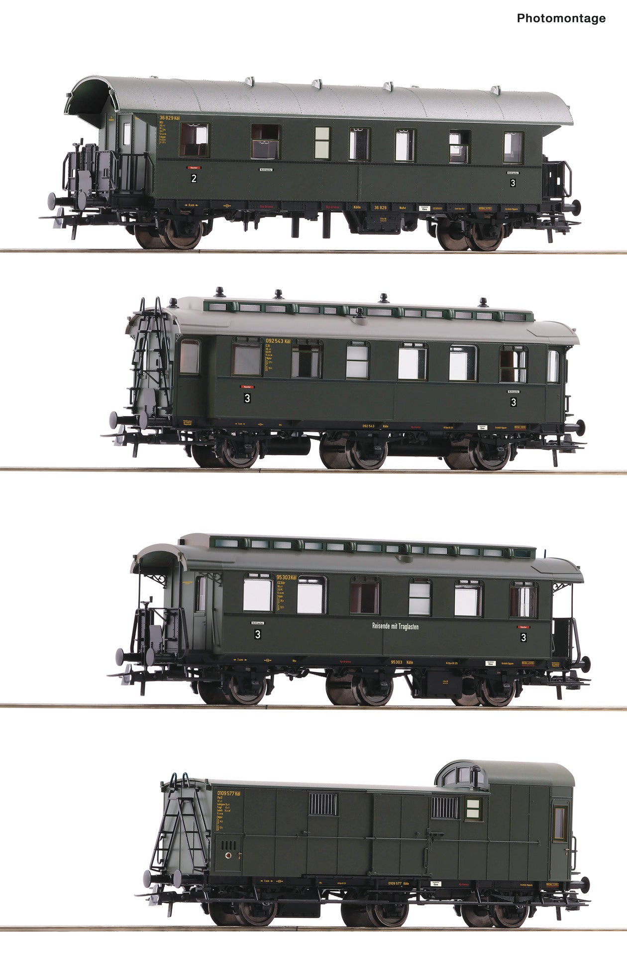 Roco HO 74014 4-piece set: Passenger train  DB  era III DC 2023 New Item
