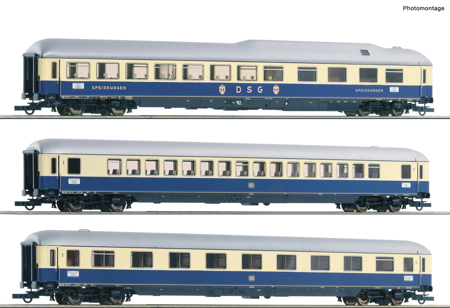 Roco HO 74049 3 piece set (2): F 21 Rheinpfeil  DB  era III DC Q3 2022 New Item