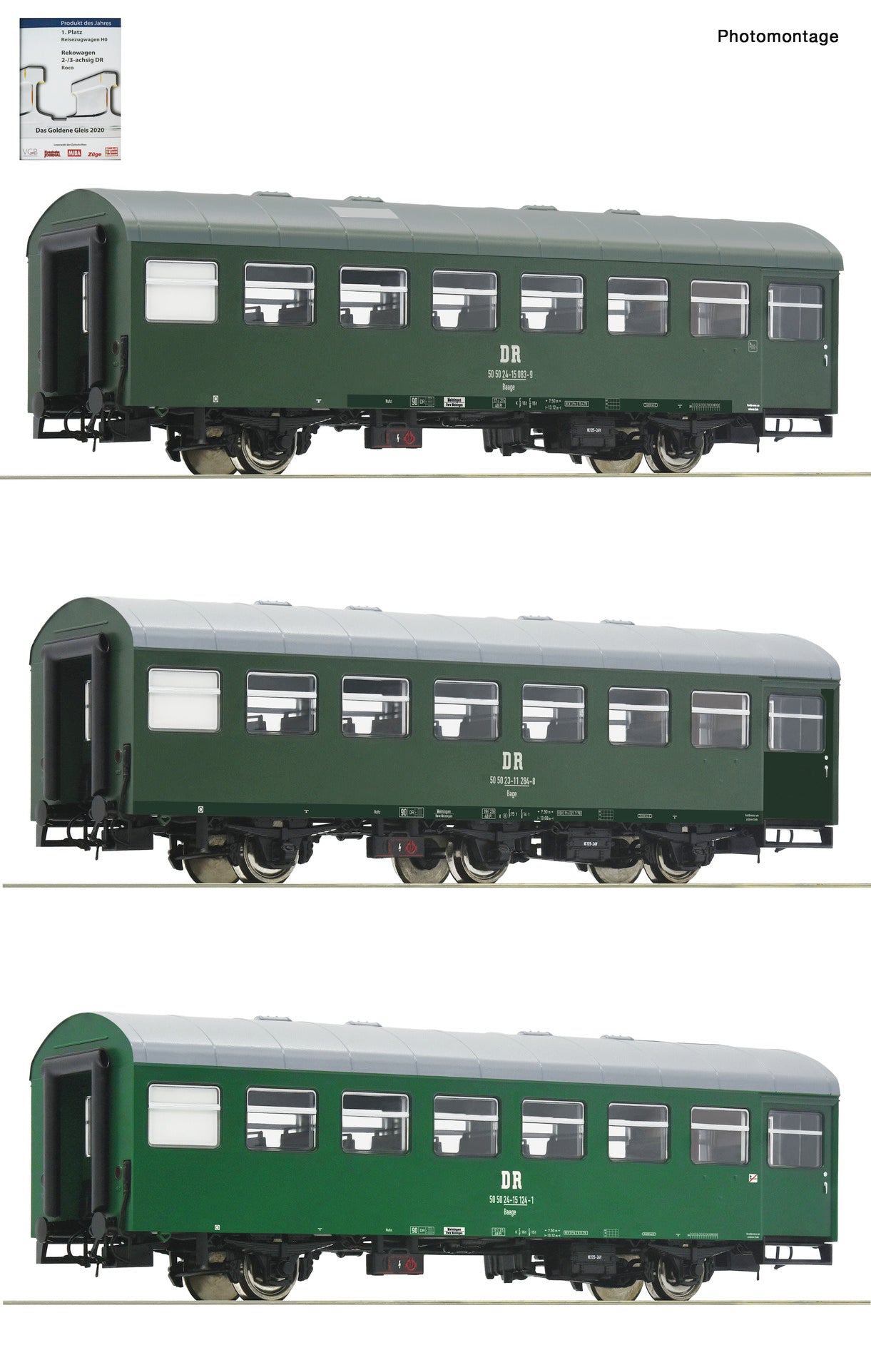 Roco HO 74071 3 piece set 1: Passenger coaches ?Rekowagen?