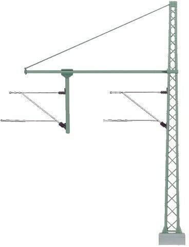 Marklin HO 74106 Marklin HO Catenary -- Tower Mast with tubular Outrigger Beam for Hanger Arm  Height 5-7/8