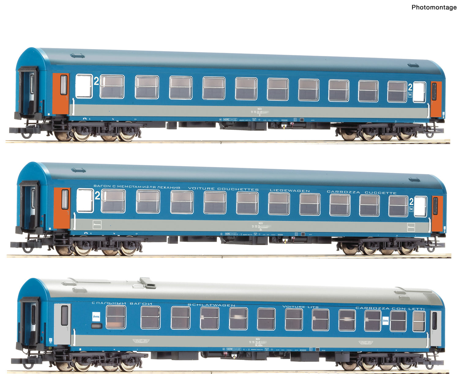 Roco 74188 3 piece set 1: Passenger coaches D 374/375 ?Vindobona/Hungaria? 2021 New Item