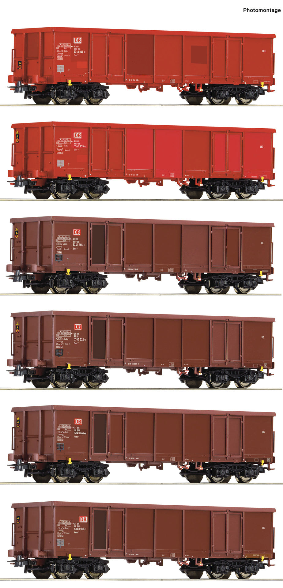 Roco HO 75858 6-piece display: Open freight wagons  DB AG  era V DC 2023 New Item