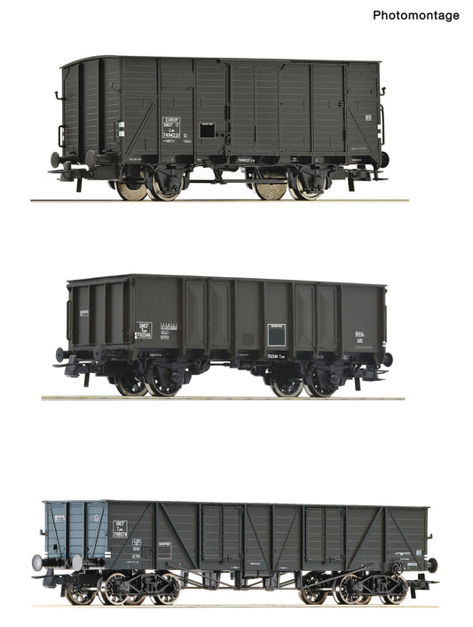 Roco HO 76004 3 piece set: Goods wagons  SNCF  era III DC Q1 2022 New Item