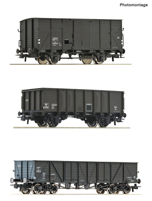 Roco HO 76004 3 piece set: Goods wagons SNCF era III DC Q1 2022 New Item
