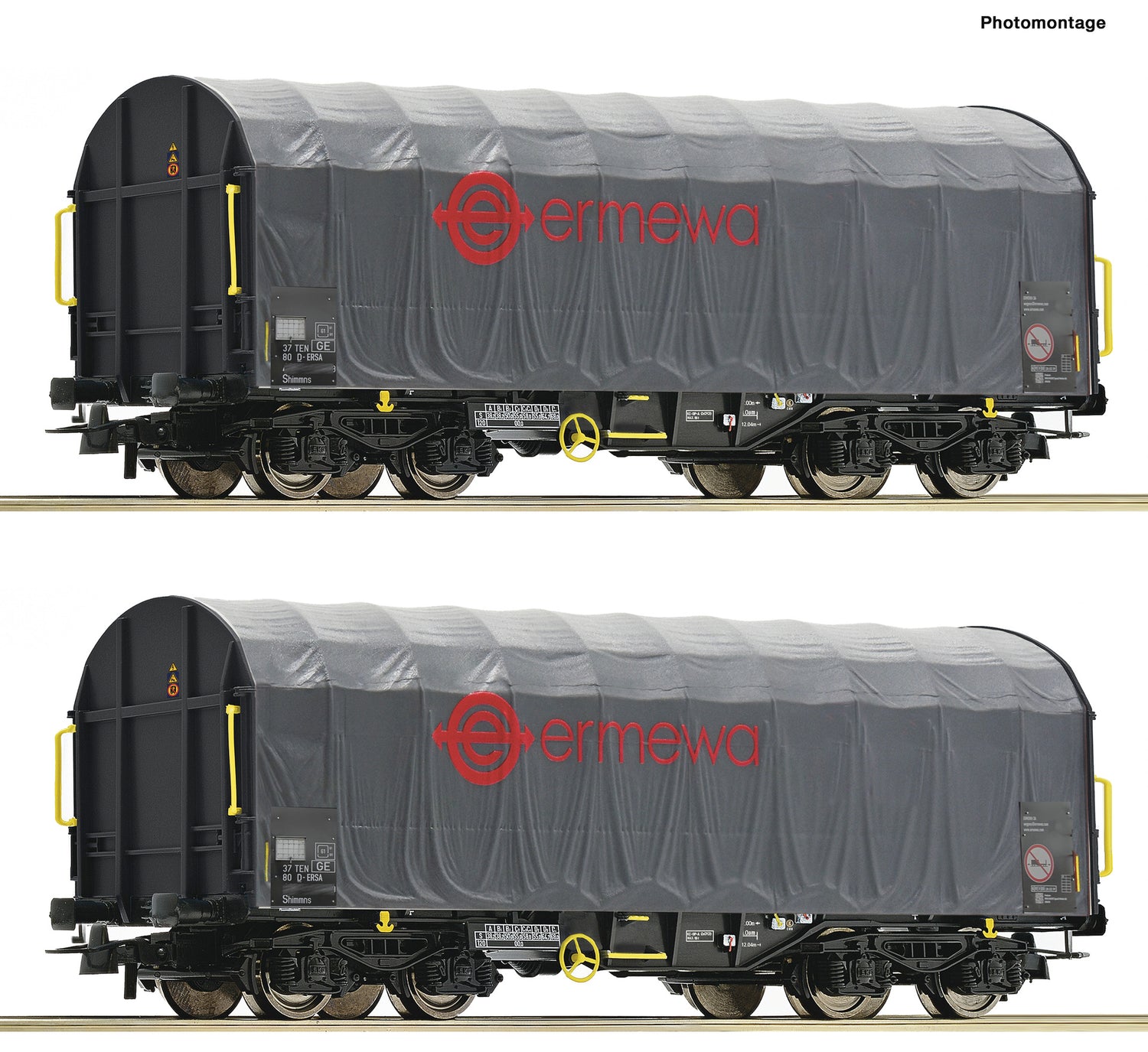 Roco HO 76039 2 piece set: Sliding tarpaulin wagons 2021 New Item