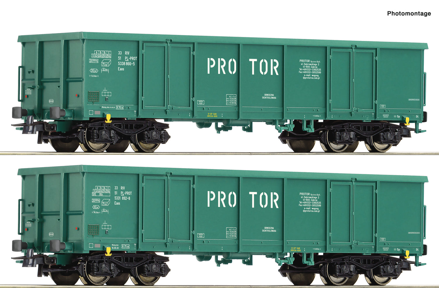 Roco HO 77032 2-piece set: Open freight wagon  PROTOR  era VI DC 2023 New Item