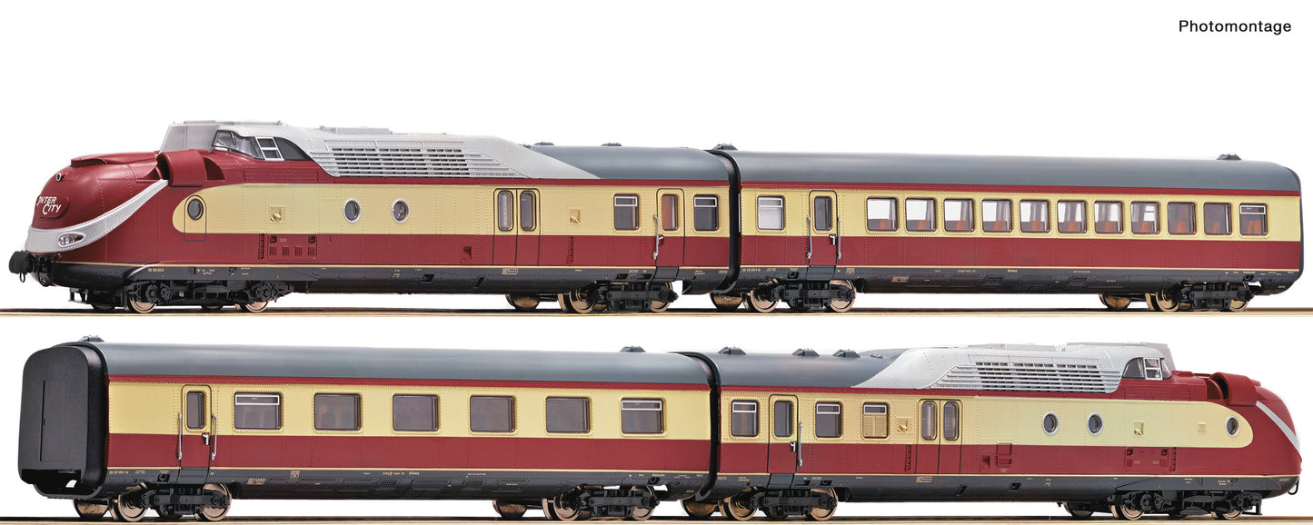 Roco HO 7720002 4-piece Passenger Wagon set: Gas turbine multiple unit class 602  DB  era IV AC 2023 New Item