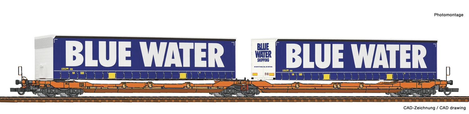 Roco HO 77387 Articulated double pocket wagon T3000e + Blue Water 2021 New Item