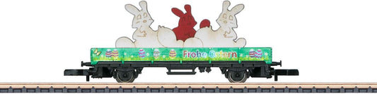 Marklin Z 80419 Low-Side Flatcar - Ready to Run -- 2019 Easter Car (green, bunny load)