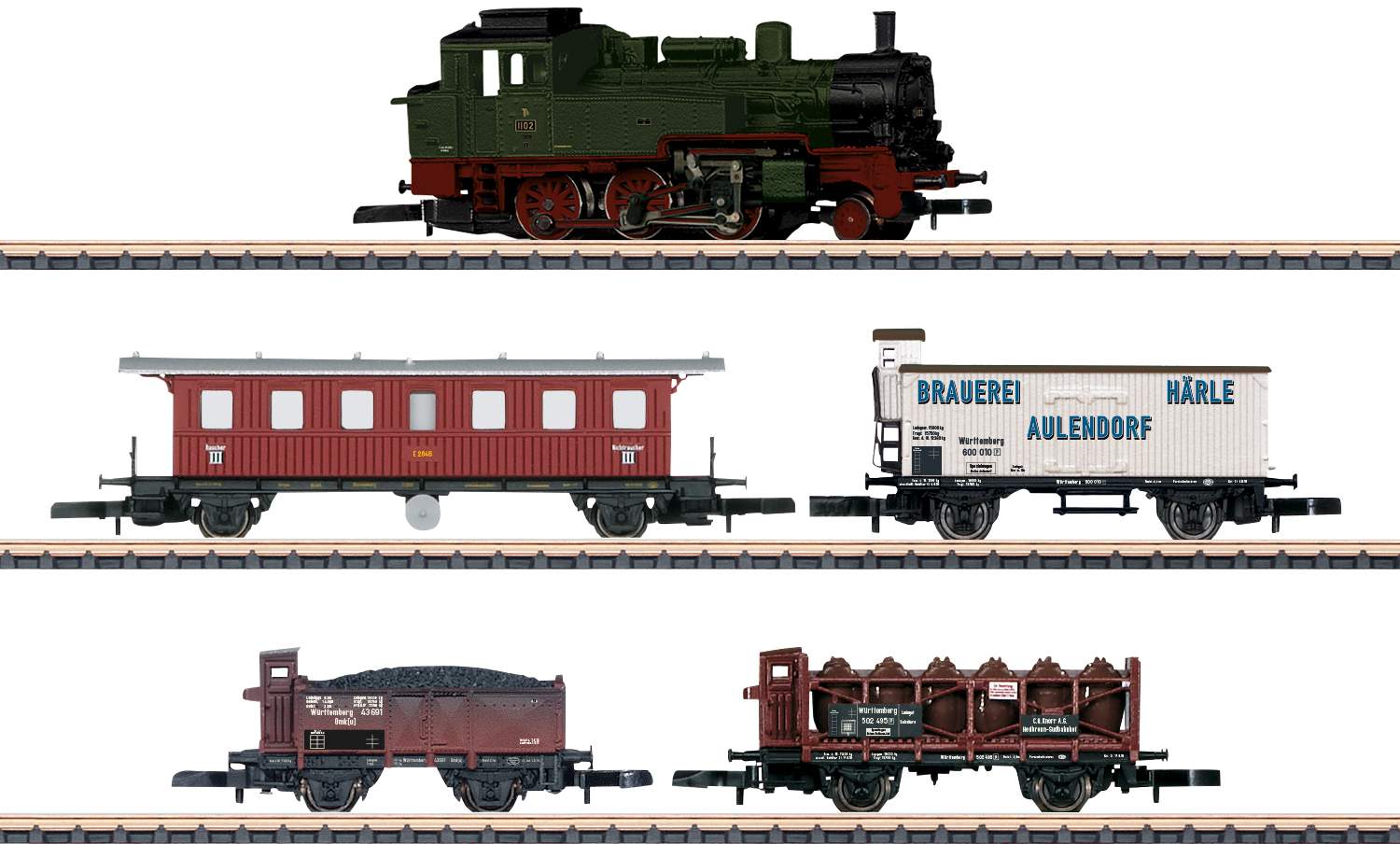 Marklin Z 81390 German Steam Train Set with T9 of the K.W.St.E. EP. I