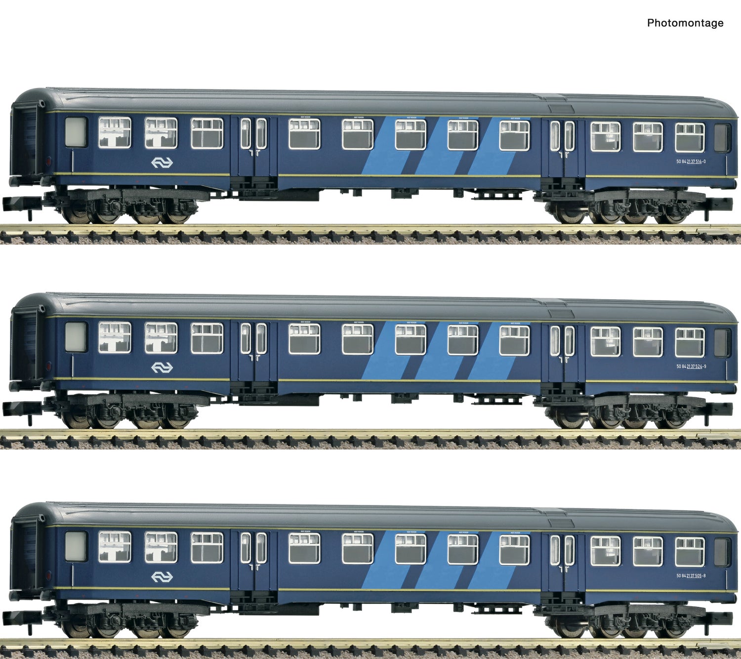 Fleischmann N 814713 3-piece set: Passenger coach  NS  era IV DC 2023 New Item