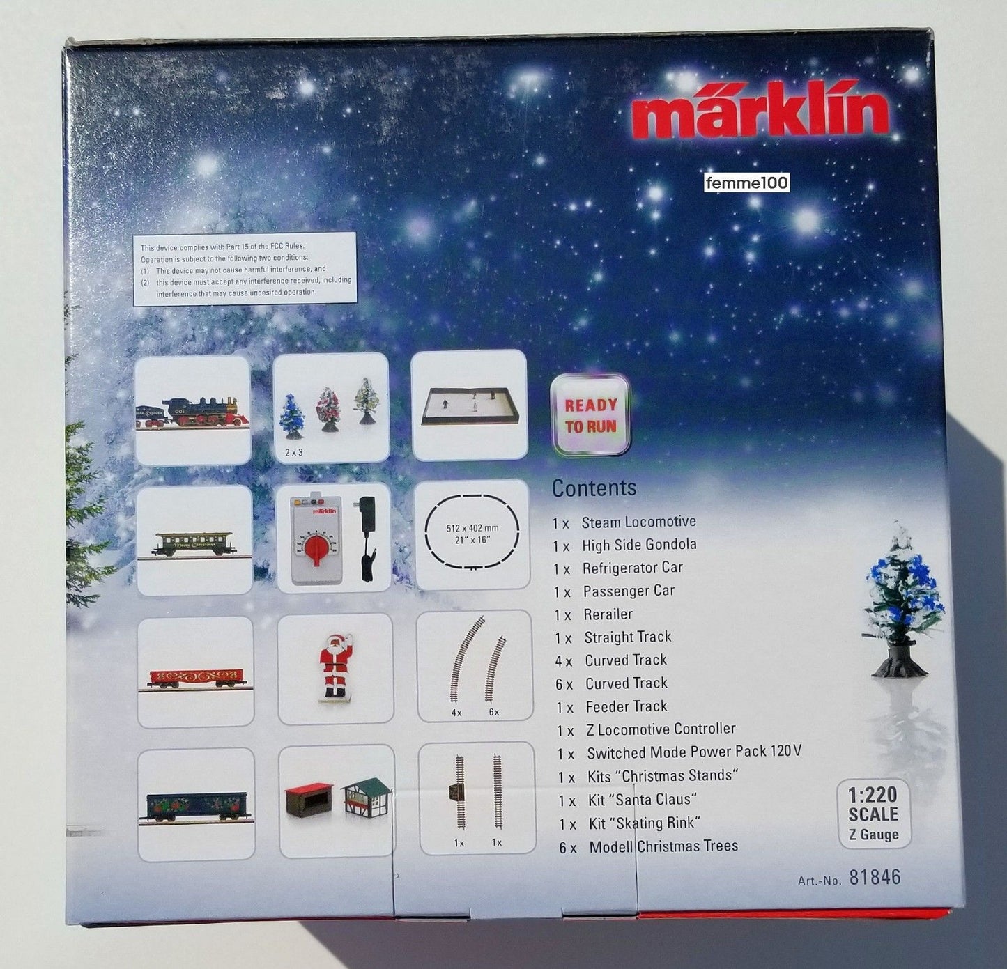 Marklin Z 81846 American Christmas Starter Set - Standard DC -- Christmas Express 4-6-0 (120 Volts)