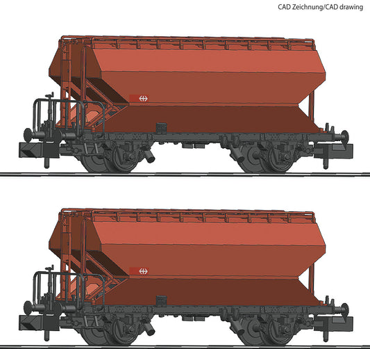 Fleischmann N 830312 2 piece set: Grain silo wagons  SBB  era IV DC Q3 2022 New Item