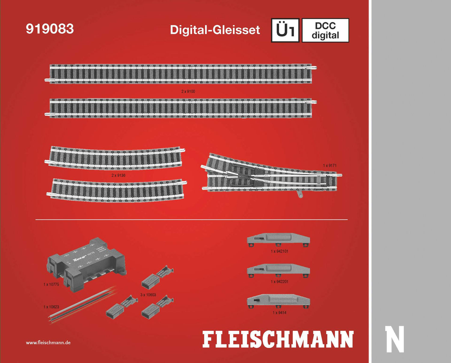 Fleischmann N 919083 DCC digital, Track Set Ü1