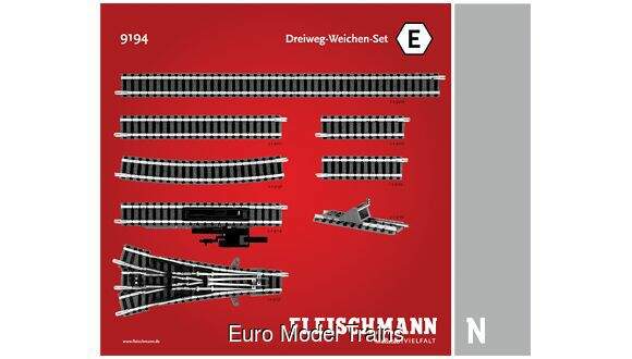 Fleischmann N 9194 Track pack. Three-way point Set E