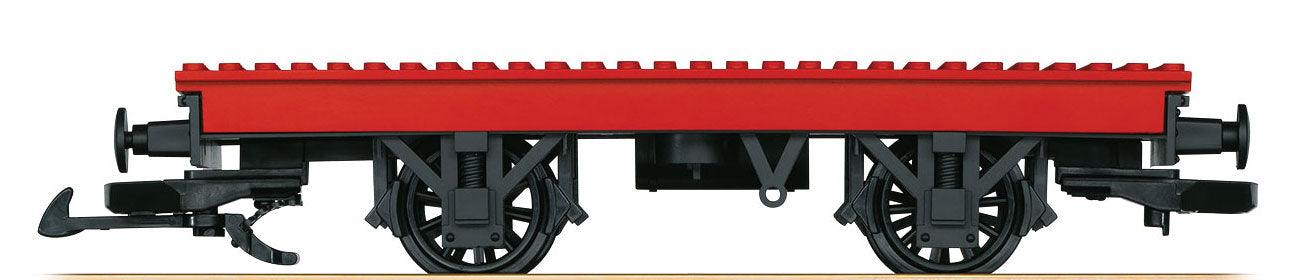 LGB G 94063 Flatcar with Toy Plastic Building Block Pegs - Ready to Run -- Red