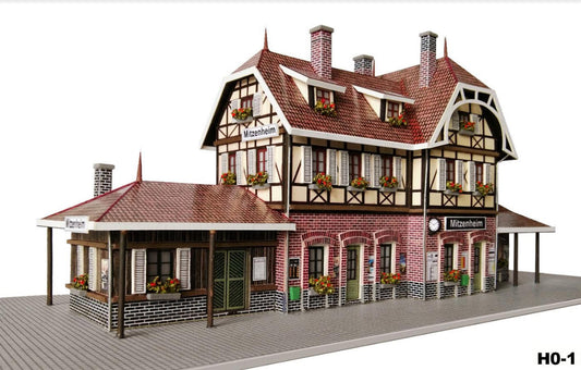 EMTZ HO1 EMTZ HO Built Up Train Station Mitzenheim 26cm x 8cm (10.23 x 3.14)